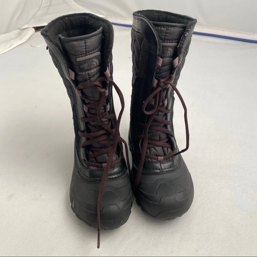 The North Face Thermoball Shellista suede and nylon black waterproof boots